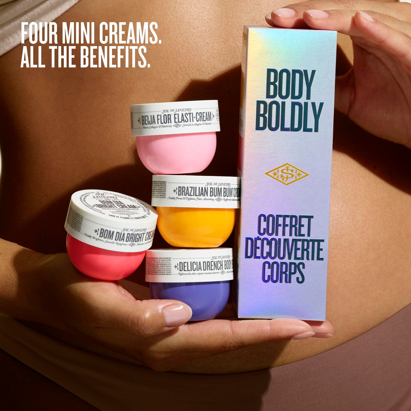 Sol de Janeiro Body Boldly Body Cream Discovery Set | Trial Size Body Creams | Gift Set | Set of 4 - 25mL | Bum Bum, Bom Dia, Beija Flor, Delicia Drench | Amazon Exclusive