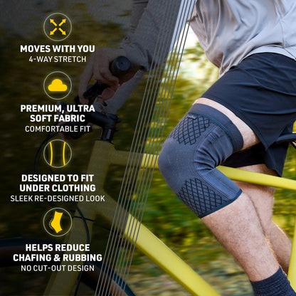 FUTURO Premium Compression Knee Sleeve with Stabilizers, Removable Stabilizers, Advanced Customizable Compression Sleeve, for Mild Arthritis, Swelling, Soreness, Sprains, and Strains, Large