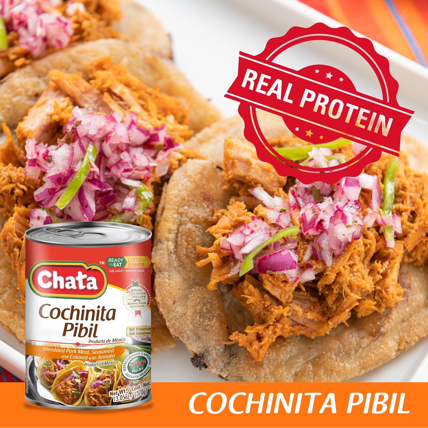 Chata Cochinita Pibil, Shredded Pork Meat with Annatto Seasoning, 13.05 oz, Pack of 4