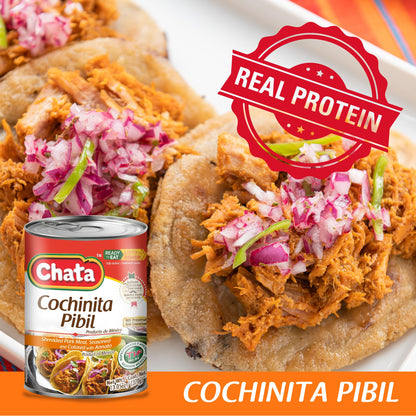 Chata Cochinita Pibil, Shredded Pork Meat with Annatto Seasoning, 13.05 oz, Pack of 4