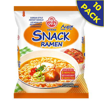 OTTOGI SNACK RAMEN, KOREAN STYLE INSTANT NOODLE, Traditional Instant ramen, Thin Noodle and Mild Flavor (3.8oz) - 10 Pack…
