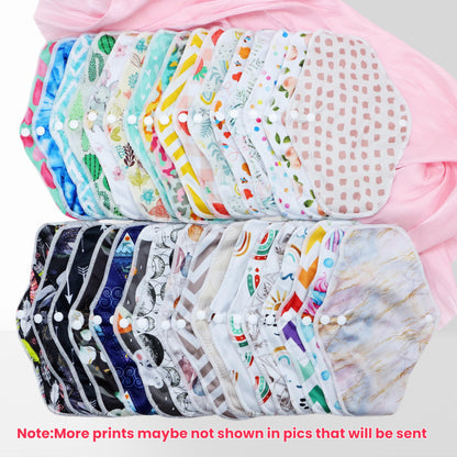 5 pcs Random Prints Reusable Cloth Menstrual Pads Washable Sanitary Pads for Women and Girls(5M-randompads)