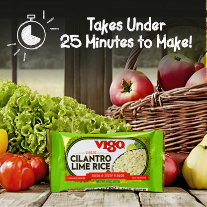 Vigo Authentic Cilantro Lime Rice, Fresh & Zesty Low Fat, 8oz (Cilantro Lime, 8 Ounce (Pack of 12))