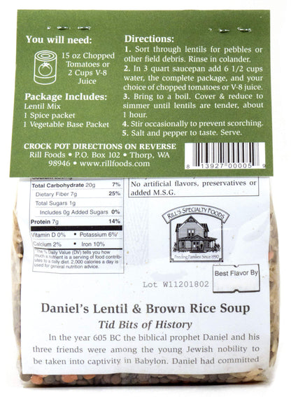 Rill Foods Daniel's Lentil & Brown Rice Soup Mix 12.7 oz each (2-Pack)