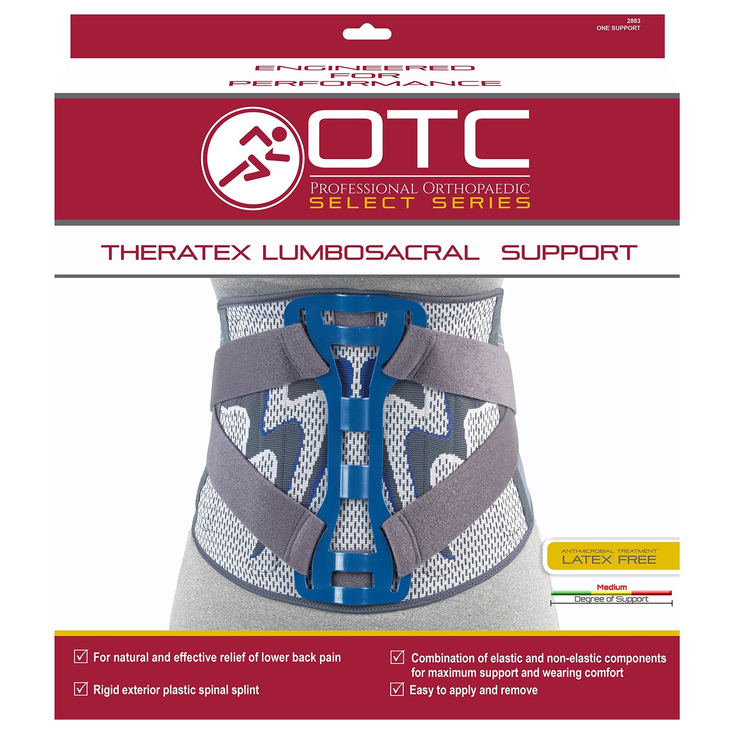 OTC Lumbosacral Back Splint, Theratex Spinal Maximum Support, Gray (Rigid Splint), X-Large
