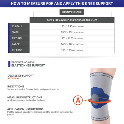 Champion Elastic Knee Support Compression Sleeve, Gray, Small