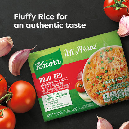 Knorr Mi Arroz Rice Seasoning Mix Add Authentic Flavor To Any Dish Rojo/Red Delicious Homemade Flavor in Our Seasonings 2.39 oz 4 Count, Pack of 12