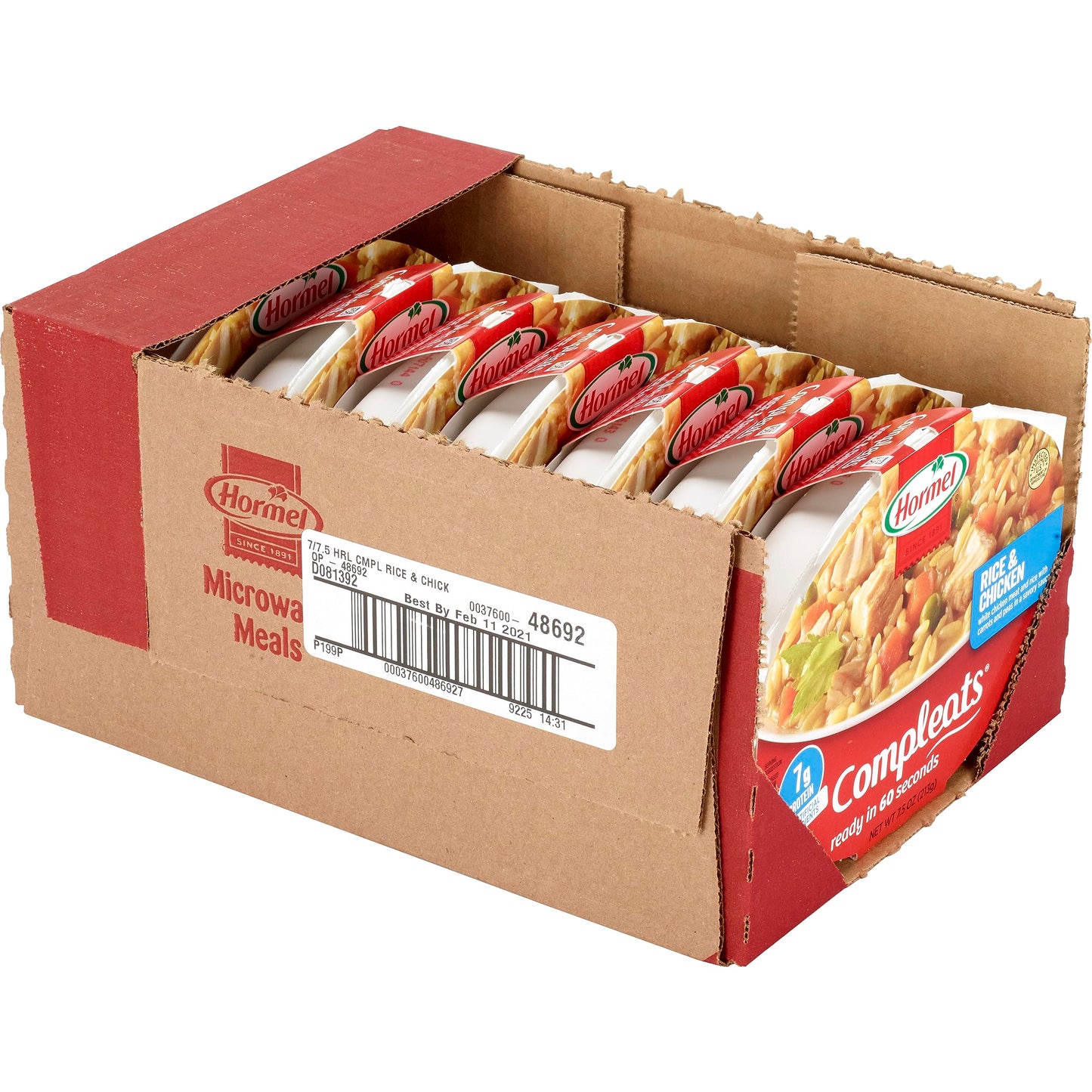 HORMEL COMPLEATS Rice & Chicken Microwave Tray, 7.5 Ounces (Pack of 7)