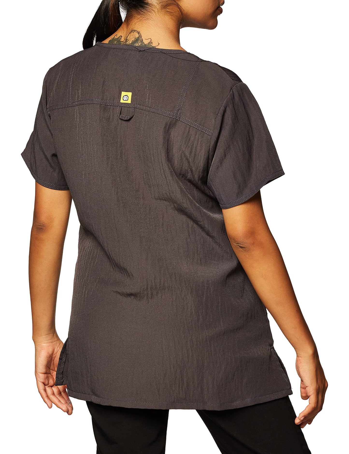 WonderWink Women's Scrubs Four Way Stretch Sporty V-Neck Top, Pewter, Large