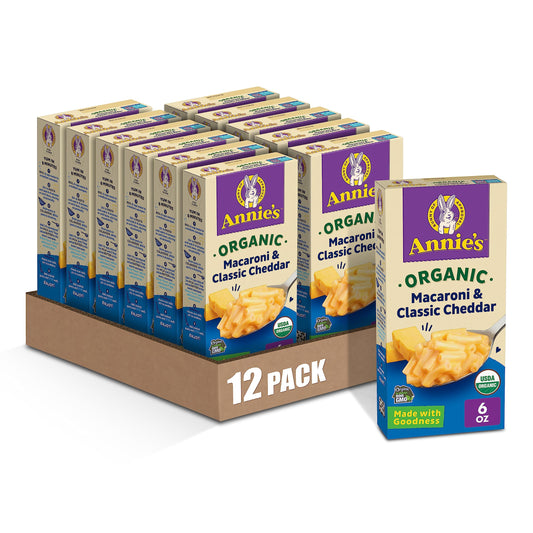 Annie's Organic Macaroni and Classic Cheddar, Made with Real Cheese, 6 oz (Pack of 12)