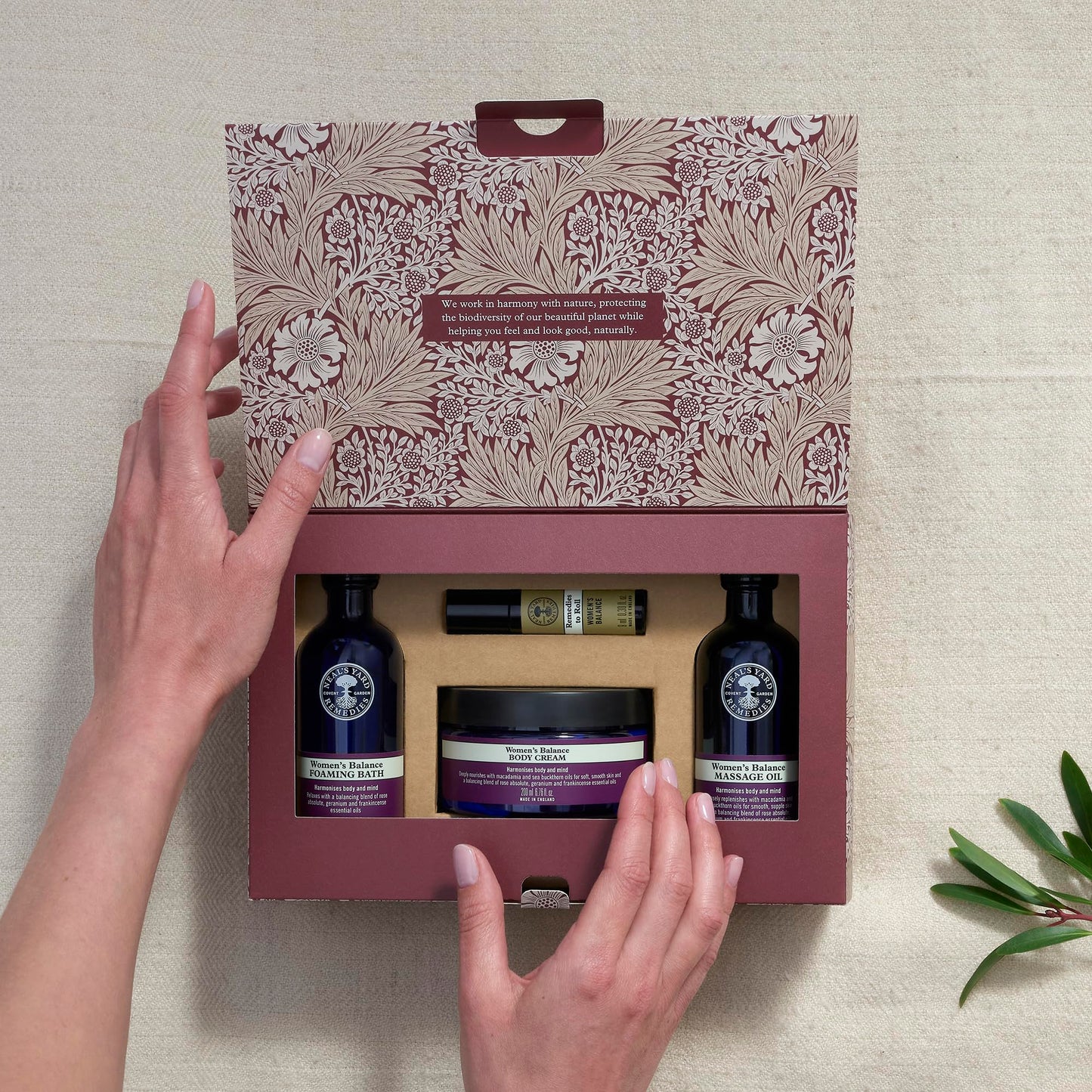 Neal's Yard Remedies Balance Harmonising Collection for Women, Foaming Bath, Massage Oil, Body Cream & Balance Roll-On, Vegan & Cruelty-Free
