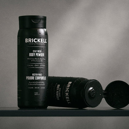 Brickell Men's Products Stay Fresh Body Powder for Men, Natural and Organic Talc-Free, Absorbs Sweat, Keeps Skin Dry, Unscented, 5 oz