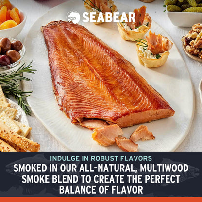 SeaBear Smoked Wild King Salmon 1 Pound Fillet Gift Box - Wild Alaska King Salmon Fillet, Shelf Stable, Ready to Eat, Smoked Salmon Gift, 1lb Filet