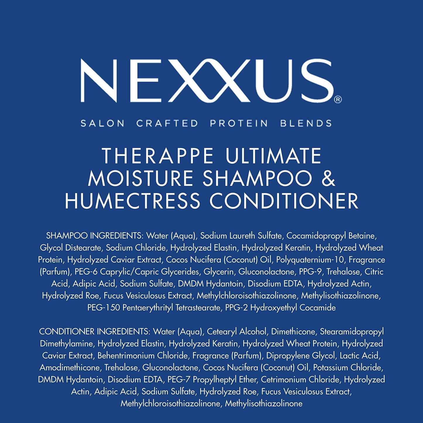 Nexxus Shampoo and Conditioner Therappe Humectress 2 Count for Dry Hair Silicone-Free, Moisturizing Caviar Complex and Elastin Protein for thicker and stronger hair 33.8 oz