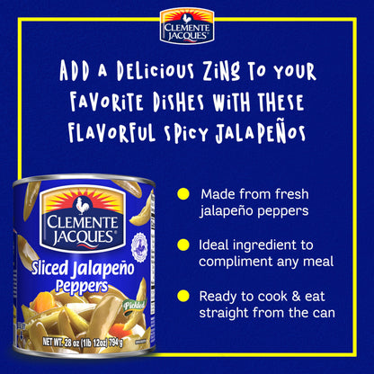 Clemente Jacques Sliced Jalapeño Peppers, 28 oz (Pack of 12)