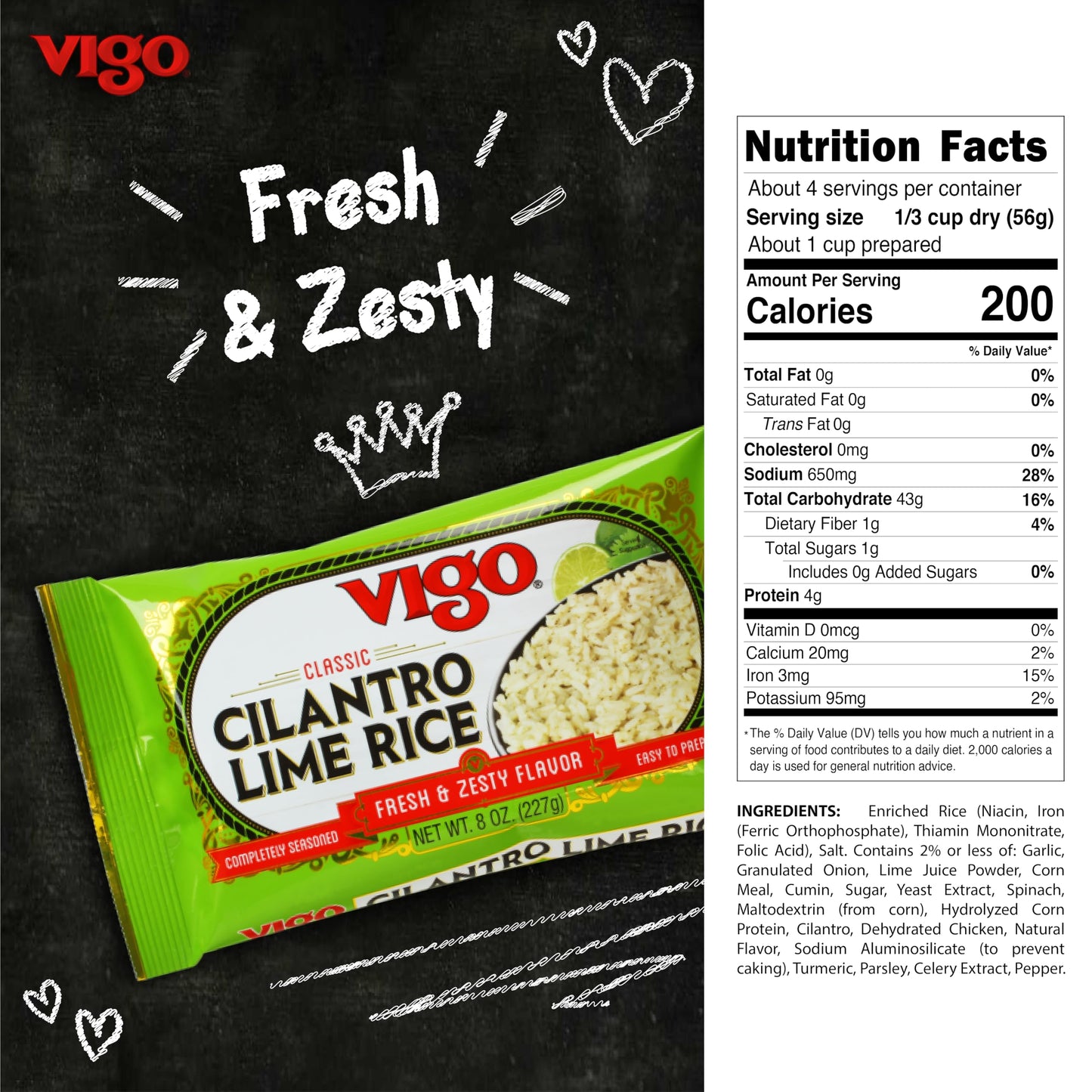 Vigo Authentic Cilantro Lime Rice, Fresh & Zesty Low Fat, 8oz (Cilantro Lime, 8 Ounce (Pack of 12))