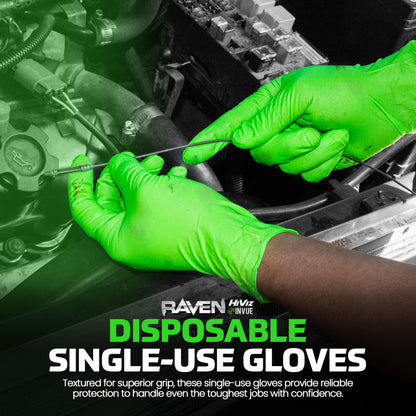 SAS Safety 66552 Derma-VUE Powder-Free Exam Grade 6 Mil Nitrile Gloves, Large, Neon Green, 100 Count (Pack of 1)