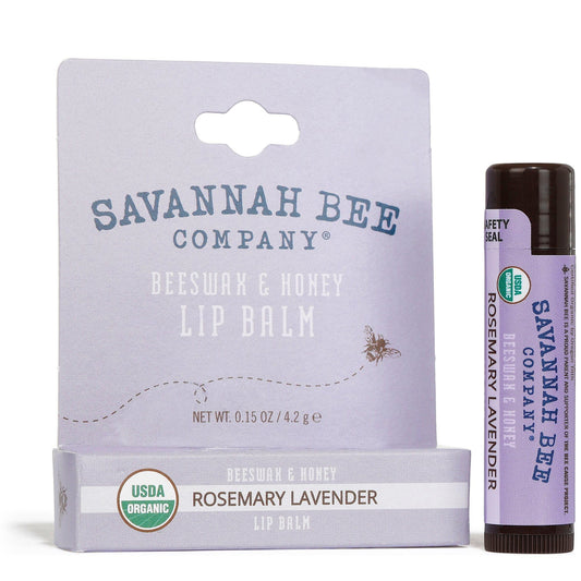 Savannah Bee Lip Balm Hanger 0.15 oz - Invigorating Rosemary Lavender - Natural Ingredients for Supple, Soft Lips - Convenient Design