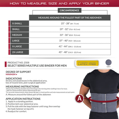 OTC Abdominal Binder for Men, Ribbed Elastic Compression, Select Series