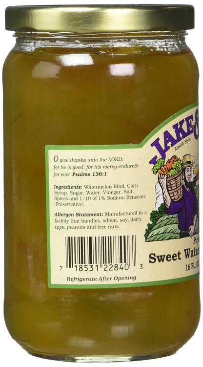 Jake and Amos Pickled Sweet Watermelon Rind Jars, 16 Ounce - 2 pack