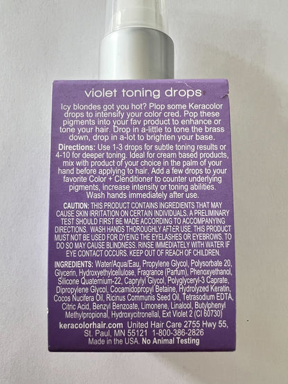 Keracolor Purple or Gold Toning Drops to Create Your Own Purple Shampoo - Mix with Any Shampoo, Conditioner or Cream Styler