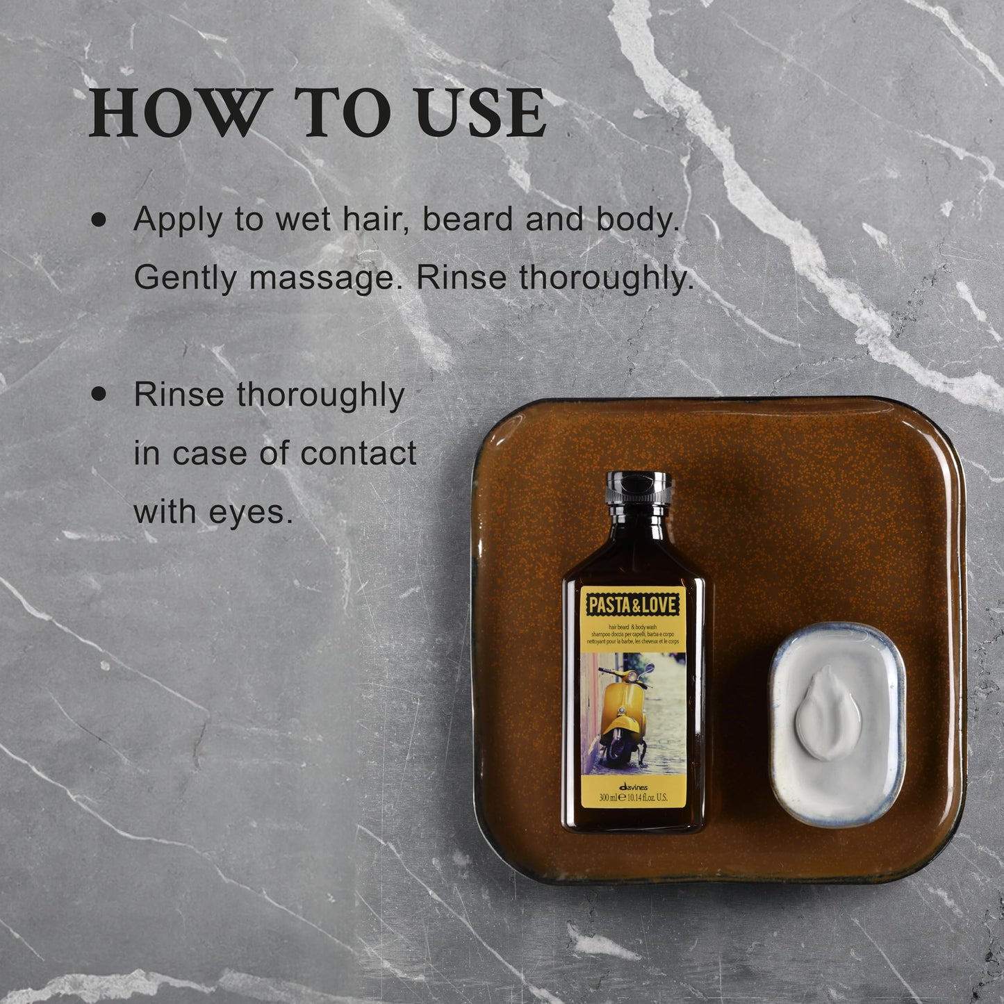 Davines Pasta & Love Hair Beard & Body Wash, 3-in-1 Hydrating Cleanser - Gently Washes Away Impurities & Softens Hair & Skin without Drying - Daily Freshness, 10.14 Fl Oz