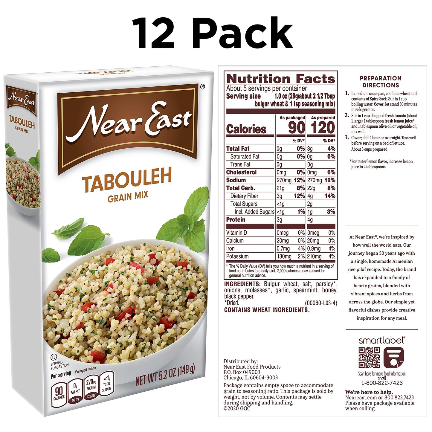 Quaker Near East Tabouleh Whole Grain Salad Mix, 5.25 Ounce, Pack of 12 Boxes (Packaging May Vary)