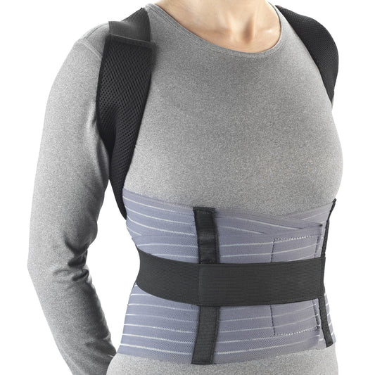 OTC Medical Posture Brace with Rigid Stays, Spinal Curve, Back Lumbar and Neck Support, Large, Black