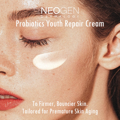Neogen Dermalogy Probiotics Youth Repair Skin Cream Face Lotion w/Superprobiotics, Collagen & 11 Peptides Skin Repair Cream 1.76 oz