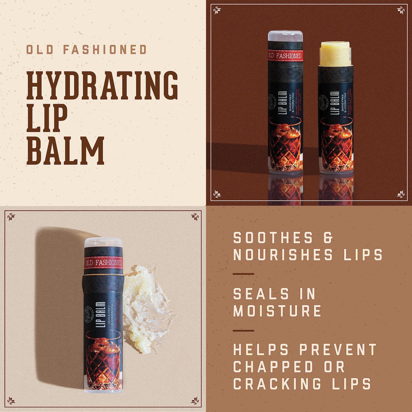 18.21 Man Made Lip Balm - Lip Protectant Hydrates & Moisturizes with Beeswax, Cocoa Butter & Vitamin E - For Chapped and Dry Lips