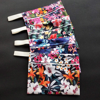 Pack 4pcs Waterproof Mini Wet Bags for Menstrual Pads, Maternity Mama Panty Liners,Sanitary Pads, Sanitary Napkin,Wipes, can be Used as Makeup Bags/Purse