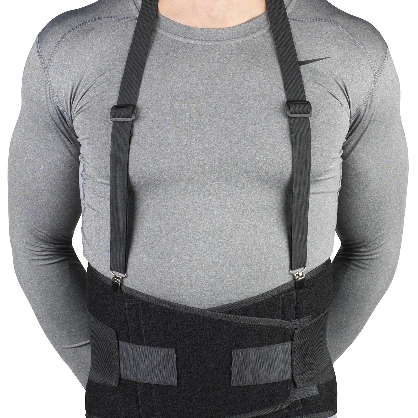 CHAMPION Industrial Belt Back Brace Abdominal Support Shoulder Straps, Black, X-Small