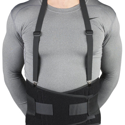 CHAMPION Industrial Belt Back Brace Abdominal Support Shoulder Straps, Black, X-Small