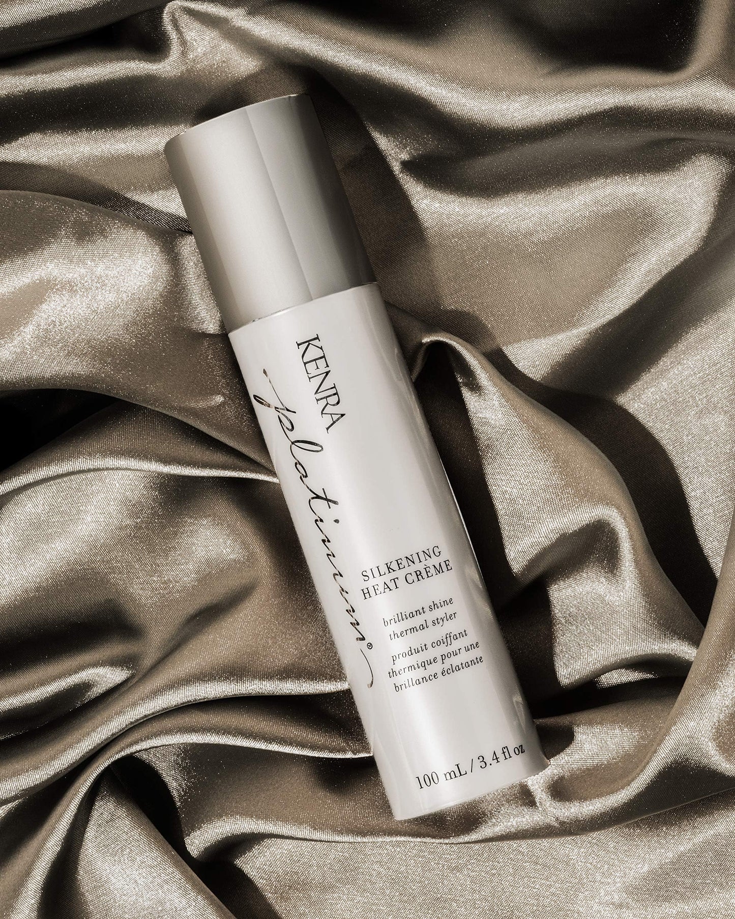 Kenra Platinum Silkening Heat Crème | Brilliant Shine Thermal Styler | Reduces Hot Tool Passes by 50% | Prevents Breakage & Improve Manageability | Heat Protectant | All Hair Types | 3.4 fl. Oz