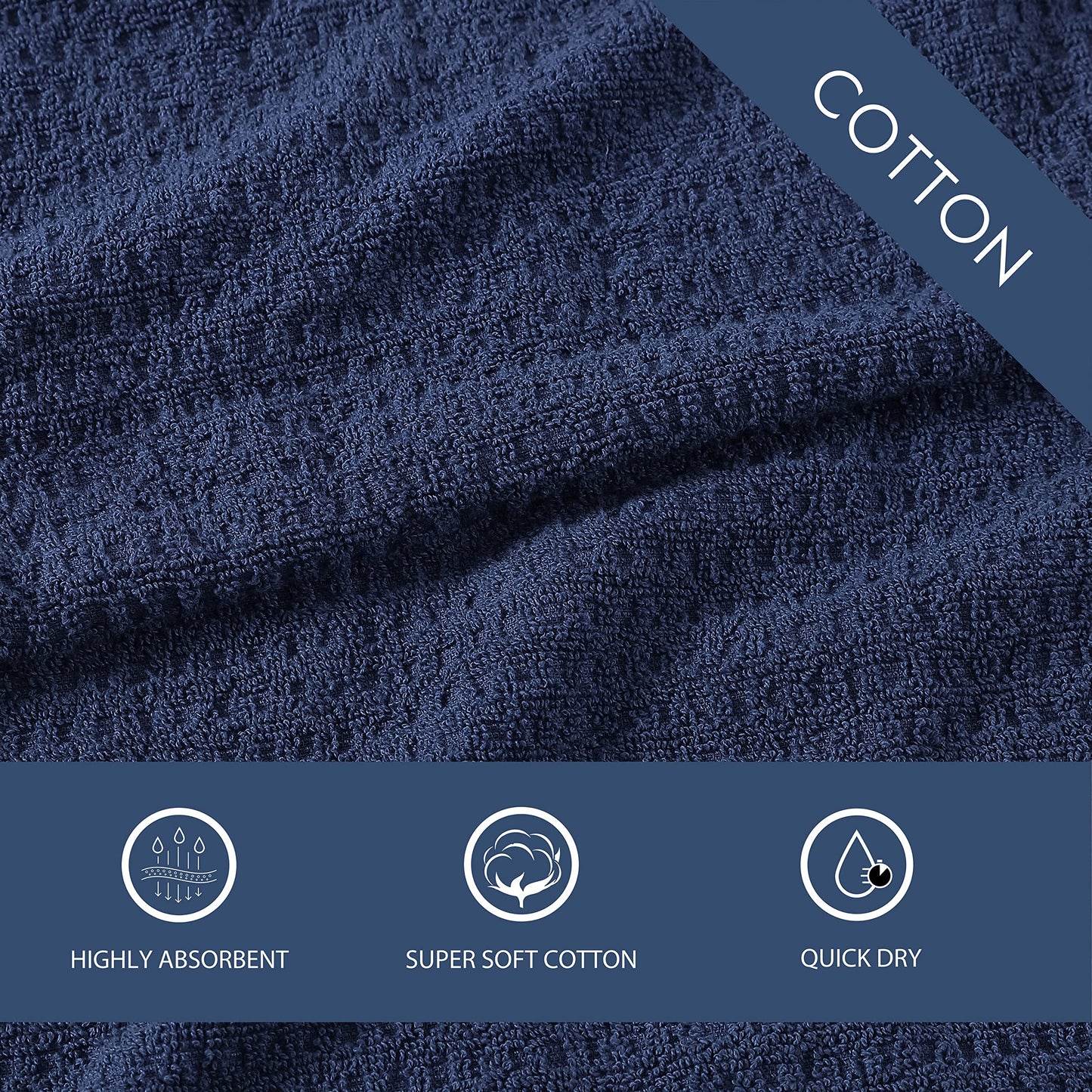 Tommy Bahama - Washcloths, Soft & Absorbent Cotton Towels, Low Linting & Fade Resistant, Oeko-Tex Certified (Northern Pacific Dark Blue, 12 Piece)