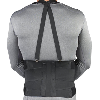 CHAMPION Industrial Belt Back Brace Abdominal Support Shoulder Straps, Black, X-Small