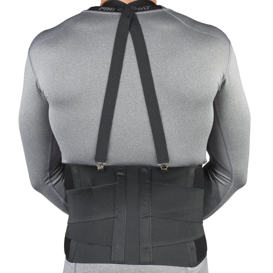 CHAMPION Industrial Belt Back Brace Abdominal Support Shoulder Straps, Black, X-Small