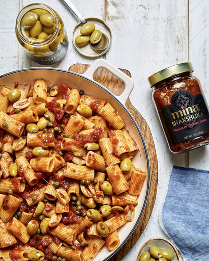 Mina Shakshuka Sauce, Moroccan Tomato Sauce, 16 Oz Sugar Free Sauce, Keto Friendly, Perfect to Use as Pasta Sauce and Simmer Sauce, Delicious with Eggs, Pizza, Sandwiches, and More