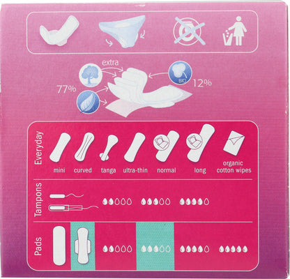 Natracare Ultra Extra Pads with Wings, Regular, Individually Wrapped, Made with Certified Organic Cotton, Ecologically Certified Cellulose Pulp and Plant Starch (1 Pack, 12 Pads Total)