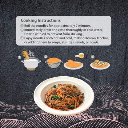 Jayone Glass Noodles, Gluten-Free Dangmyeon, Korean Vermicelli, 100% Sweet Potato Starch, Vegan, No Fat, Convenient Single-Serving Portion (Pack of 6)