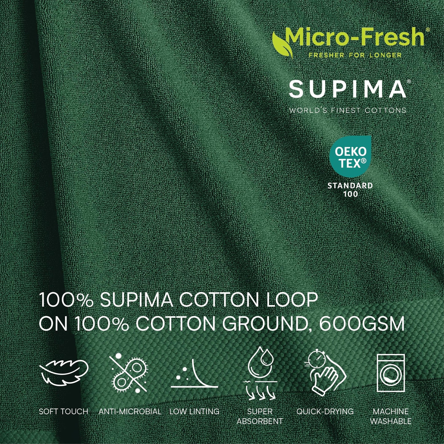 Lacoste Heritage 100% Supima Cotton Wash Cloth, Croc Green, 13" x 13" – Highly Absorbent & Quick Drying, Premium Super Soft Bath Towel, Bathroom Essential, Gift for All Occasions, Machine Washable