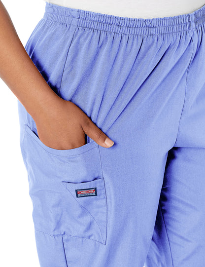 Cherokee Scrubs for Women Cargo Pant Natural Rise Tapered Pull-On Bottom with 4 Pockets , Fade Resistant Fabric - 4200