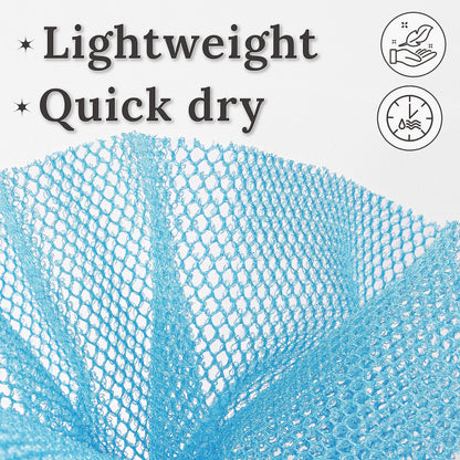 myHomeBody African Net Sponge, African Bath Sponge, Body Exfoliator Scrubber, Bath Washcloths, Exfoliating Net, Shower Back Scrubber, Set of 3, Light Blue, Beige, Pink